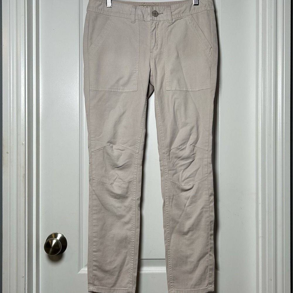 Free People Cotton Taupe Utility Paneled Straight Leg Jeans Clean Girl Style‎